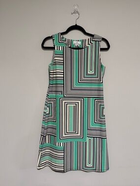 Jude Connally Sleeveless Geometric Stripe Sheath Dress Size Small Resort Cruise
